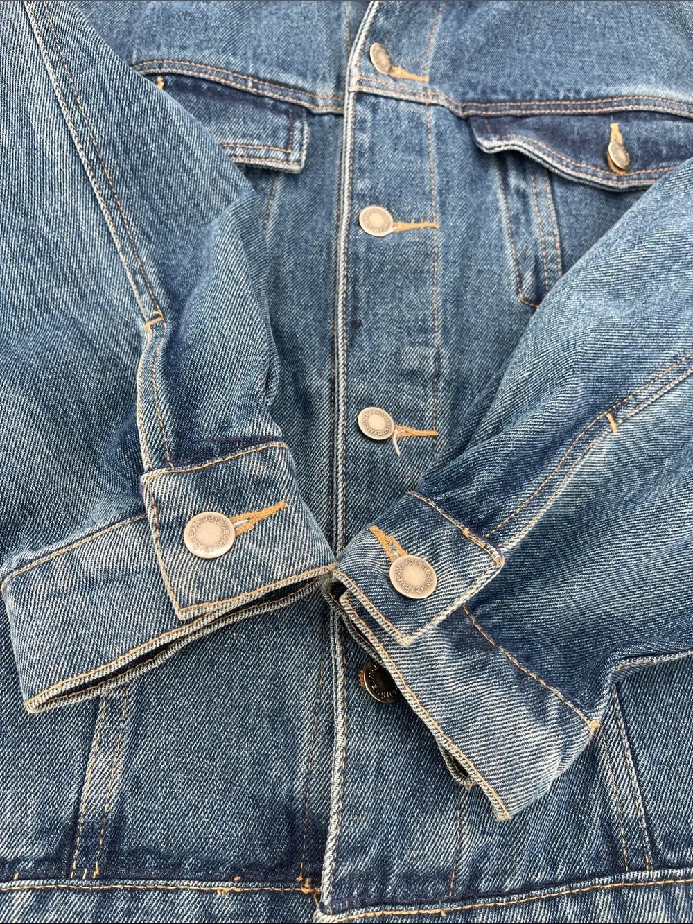 Wrangler Hero Vintage Denim Trucker Button-Up Jacket Men Medium